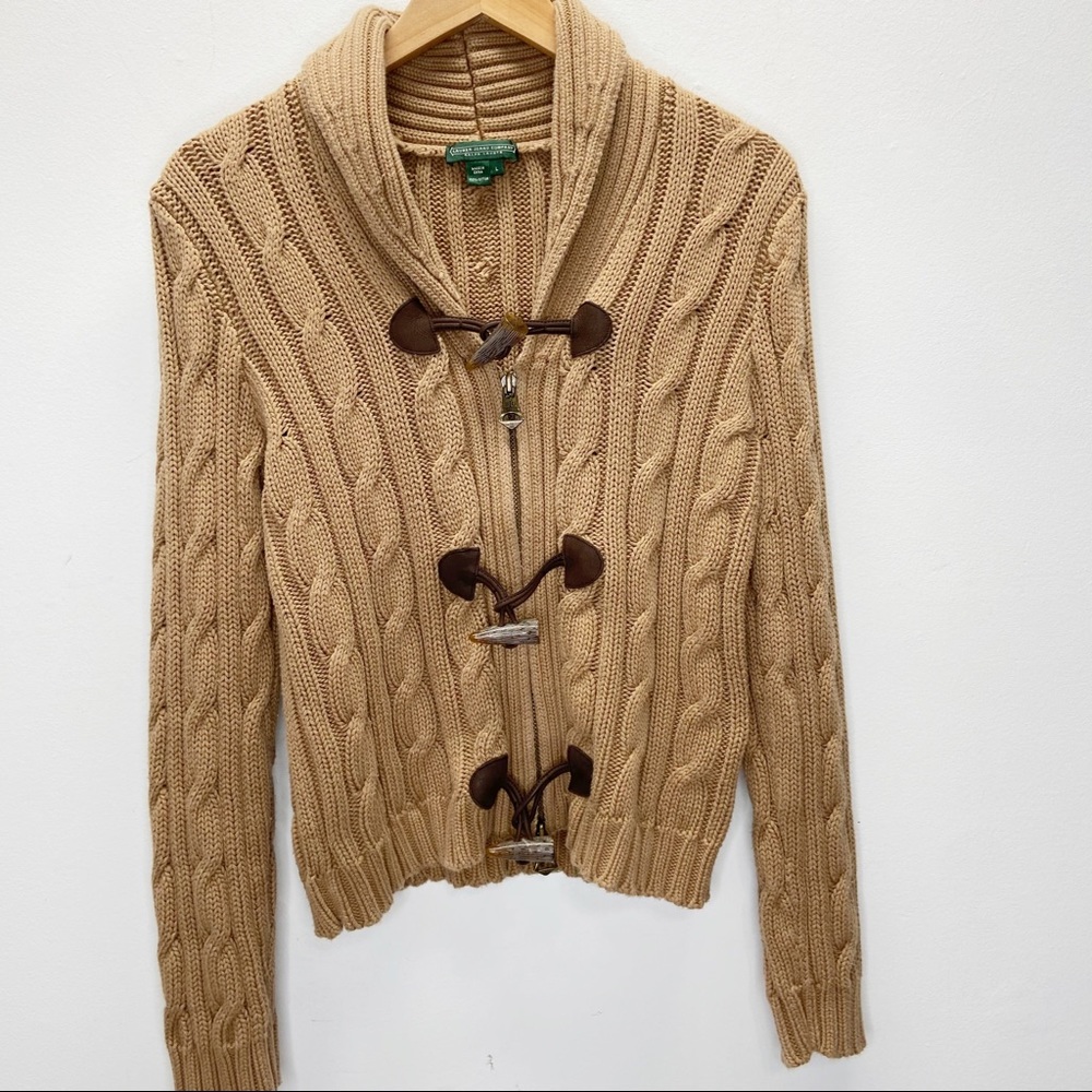 Ralph Lauren Cable Knit Toggle Zip Cardigan